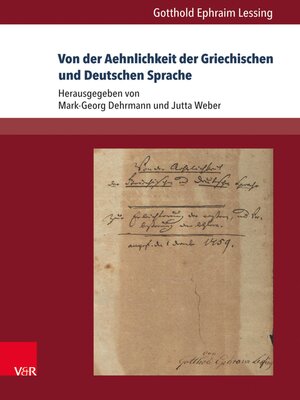cover image of Von der Aehnlichkeit der Griechischen und Deutschen Sprache